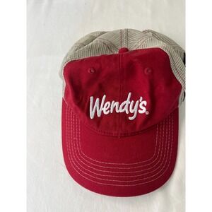 Wendys Hat Cap Red Trucker Snapback Adjustable Mesh Back Employee Workwear